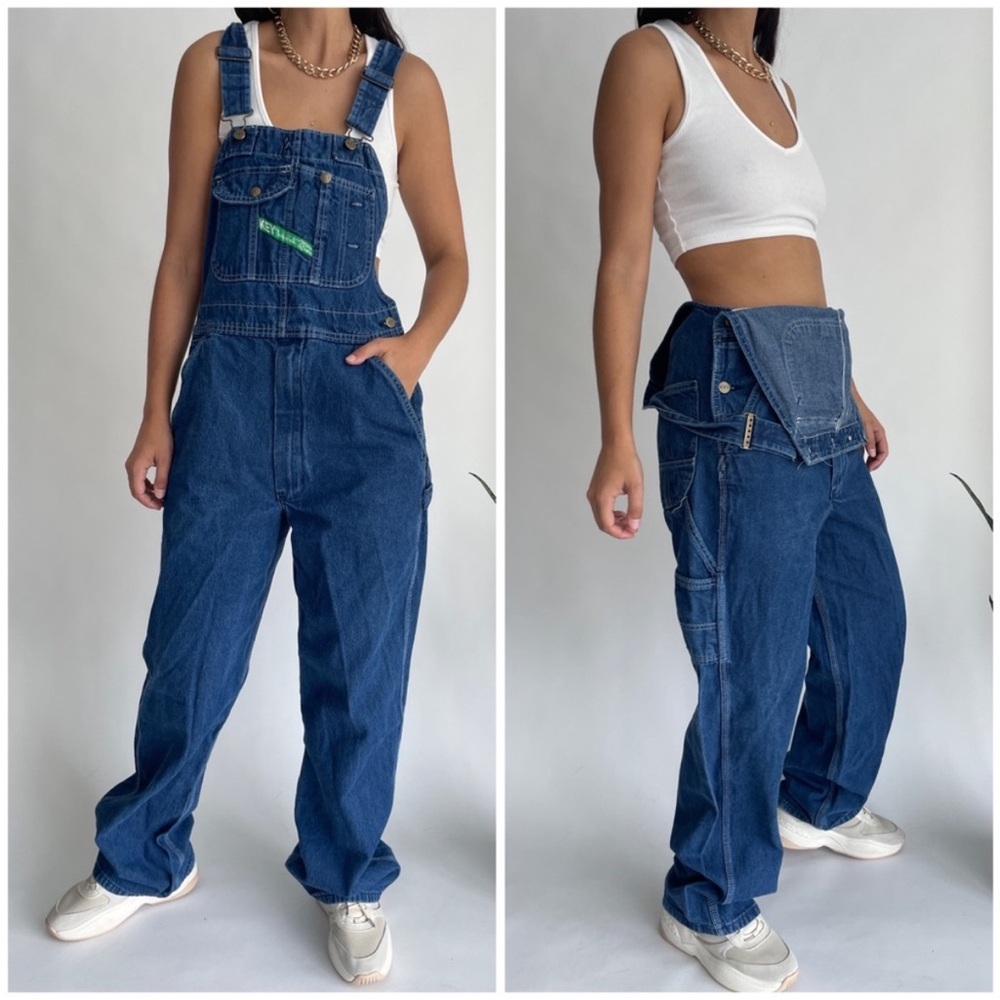Vintage Key Imperial Denim Jean Bib Overalls‎ Large